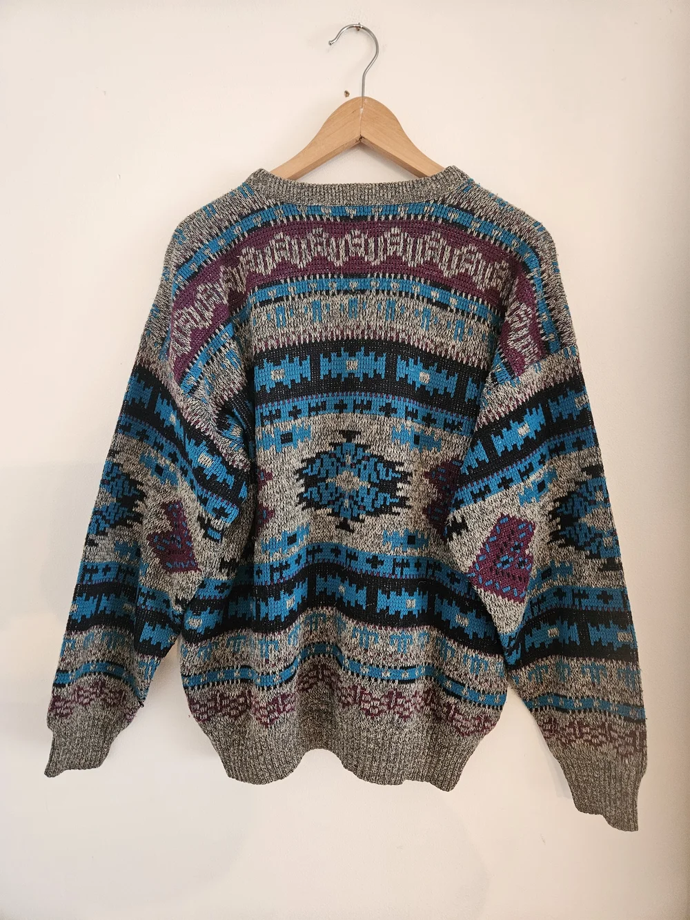 Vintage Sears Mens Store Crewneck Sweater Mens Large Aztec 80s 90s - Picture 6 of 6